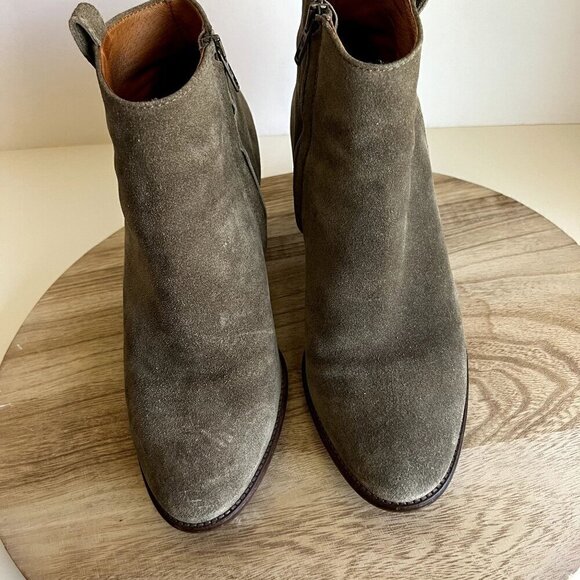 Madewell Billie Sage Worn in Suede Almond Toe Zipper Ankle Boot 8.5 - Picture 11 of 13
